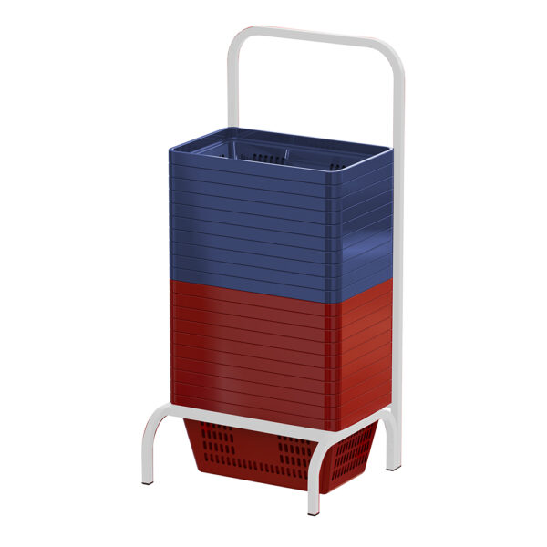 SUPORTE SIMPLES PARA CESTA DE COMPRAS - SRA DISTRIBUIDORA - utilização