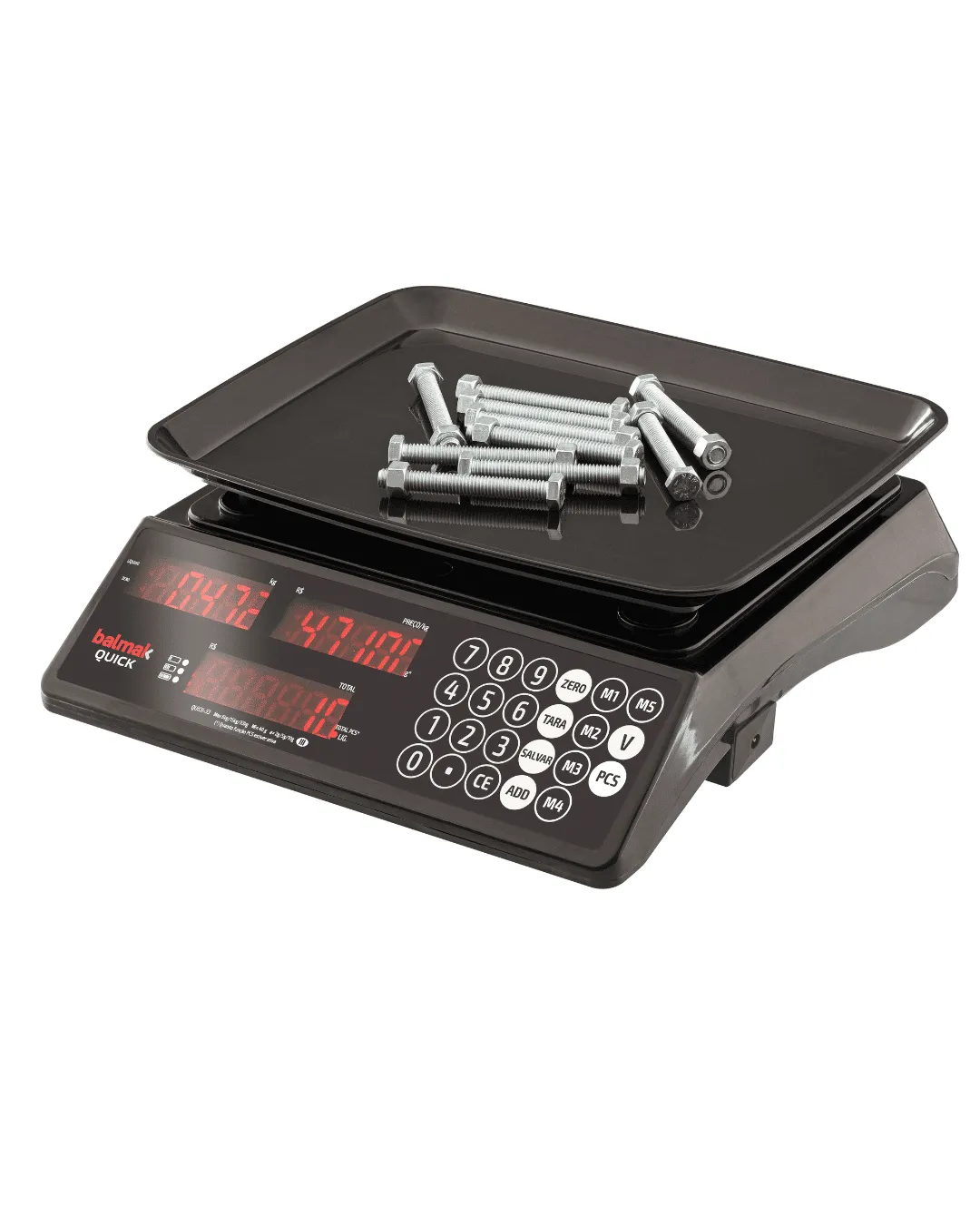 Balança Quick 33kg Balmak 3 em 1 com Bateria e Prato Feira em ABS INJETADO